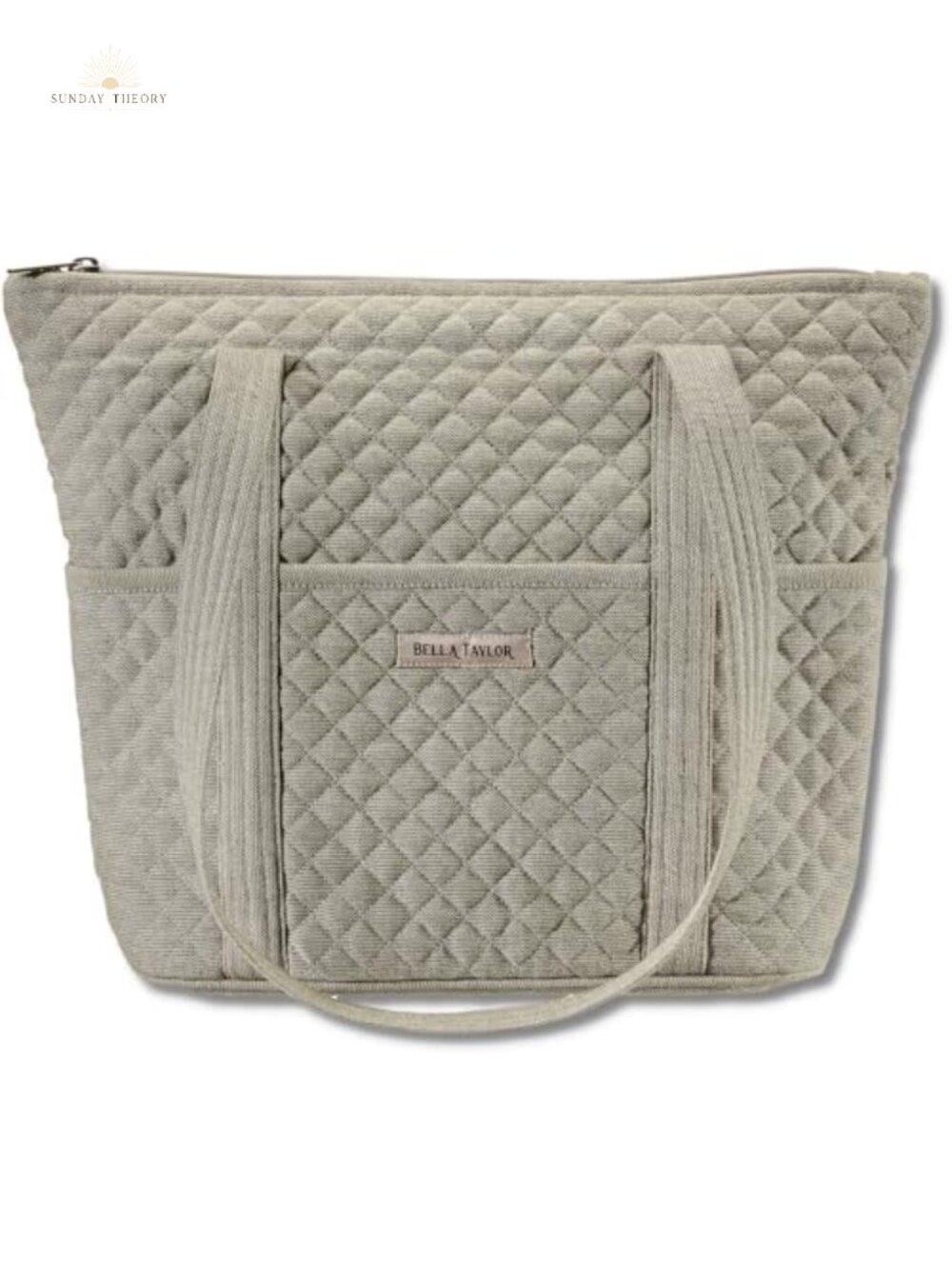 Quilted Cotton Tote Bag - Lightweight Shoulder Purse with Pockets